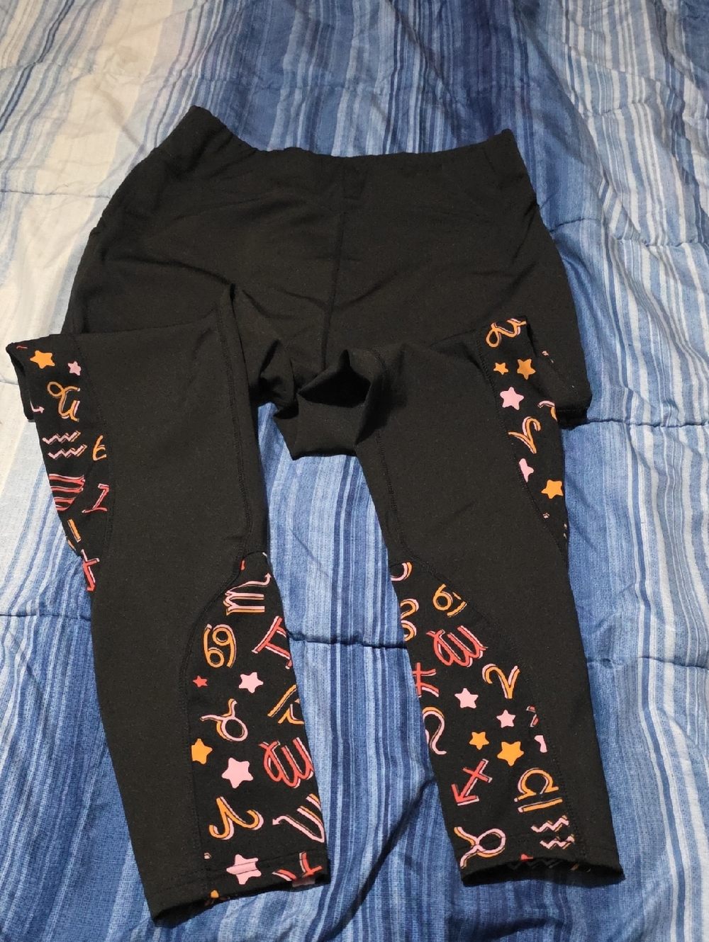 Popfit Black Leggings with Pink & Orange Star and Symbol Print